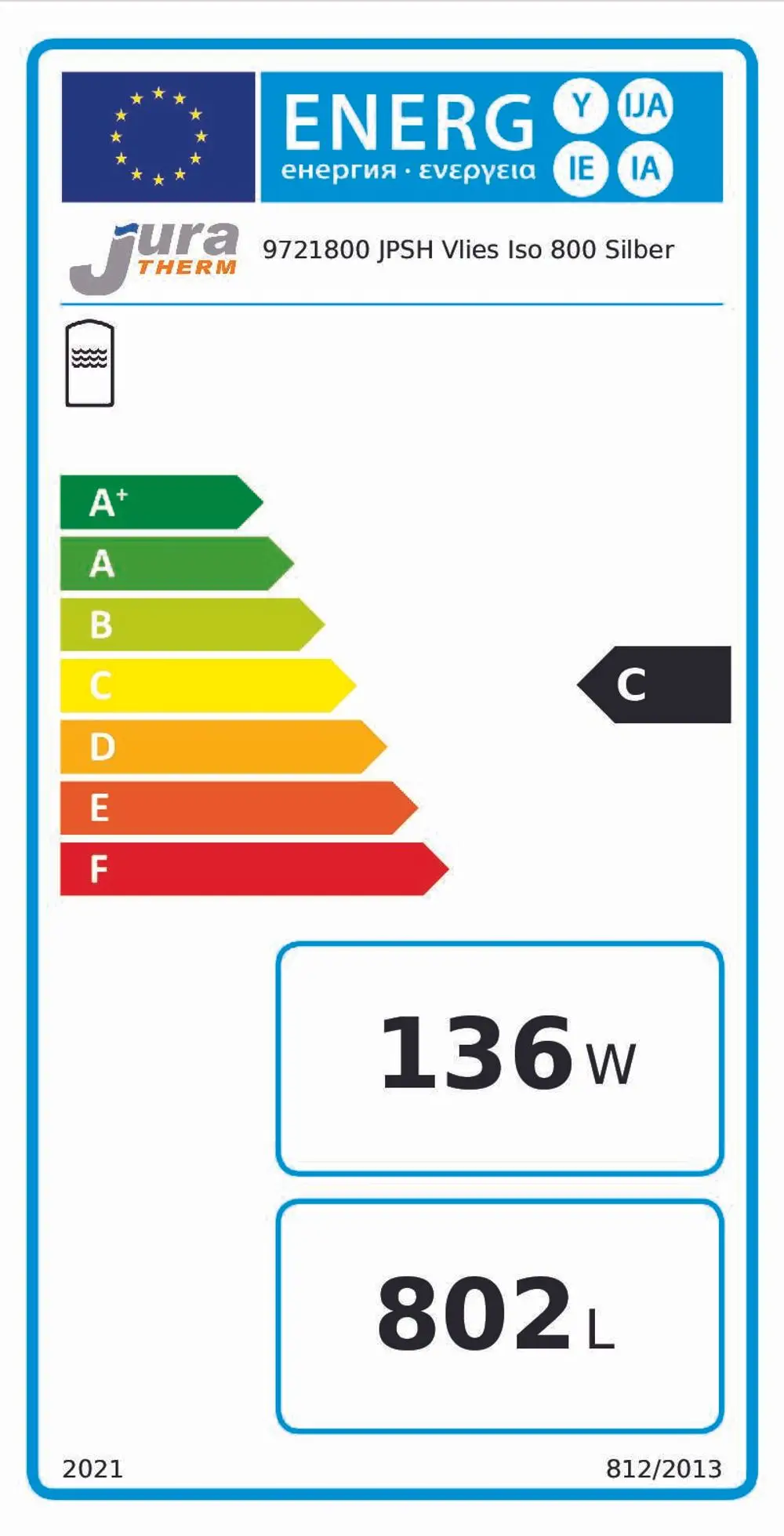 Juratherm-Vlies-Isolierung-JPSH-Typ-800-Silber-Isolierstaerke-100-mm-9721800_9721800 Energieeffizienzklasse C